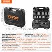Socket Set, 1/4" and 3/8" Drive Socket and Ratchet Set, 6-Point Socket Opening, 106 Pcs Tool Set SAE and Metric, Deep and Standard Sockets, 5/32-1 in, 5-19 mm, with Accessories, Storage Case