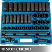 Impact Socket Set 43 Piece Impact Sockets, Standard Socket Assortment, Drive Socket Set 6-Point Sockets Metric 9-30mm (Standard/Deep)