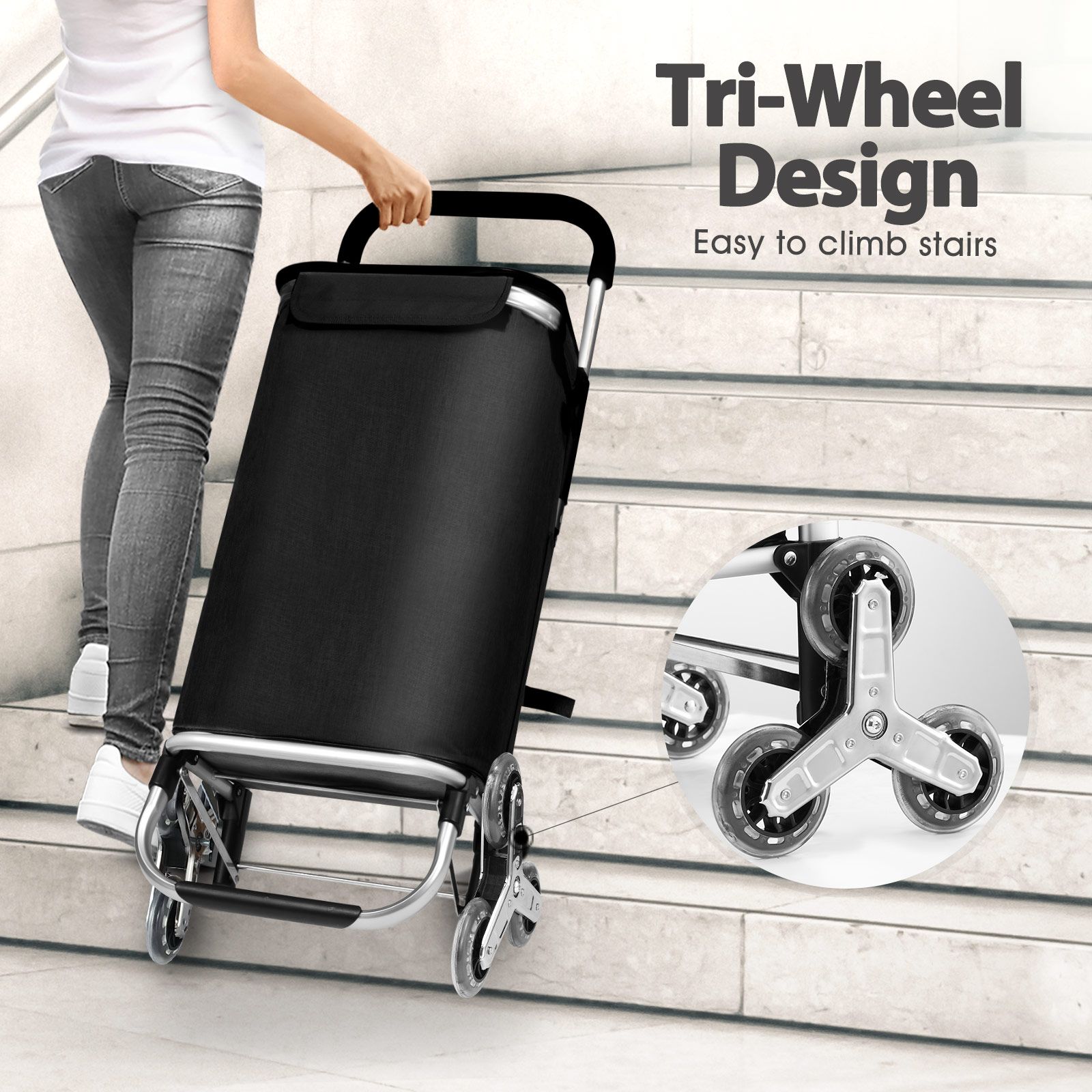 Shopping Cart Trolley Wheeled Storage Trolly Bag Grocery Foldable Market Utility Granny Stair Climbing Wheels Aluminium Waterproof Luggage 45L