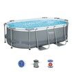 Bestway Power Steel Oval Above Ground Swimming Pool Filter Pump Set 3.05m x 2m x 84cm for Outdoor Backyard Party Family Adults Kids