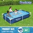 Bestway Swimming Pool Rectangular Above Ground Pools 221x150x43cm Steel Pro Frame Easy Set Up for Outdoor Backyard Kids Water Play Centre