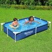 Bestway Swimming Pool Rectangular Above Ground Pools 221x150x43cm Steel Pro Frame Easy Set Up for Outdoor Backyard Kids Water Play Centre