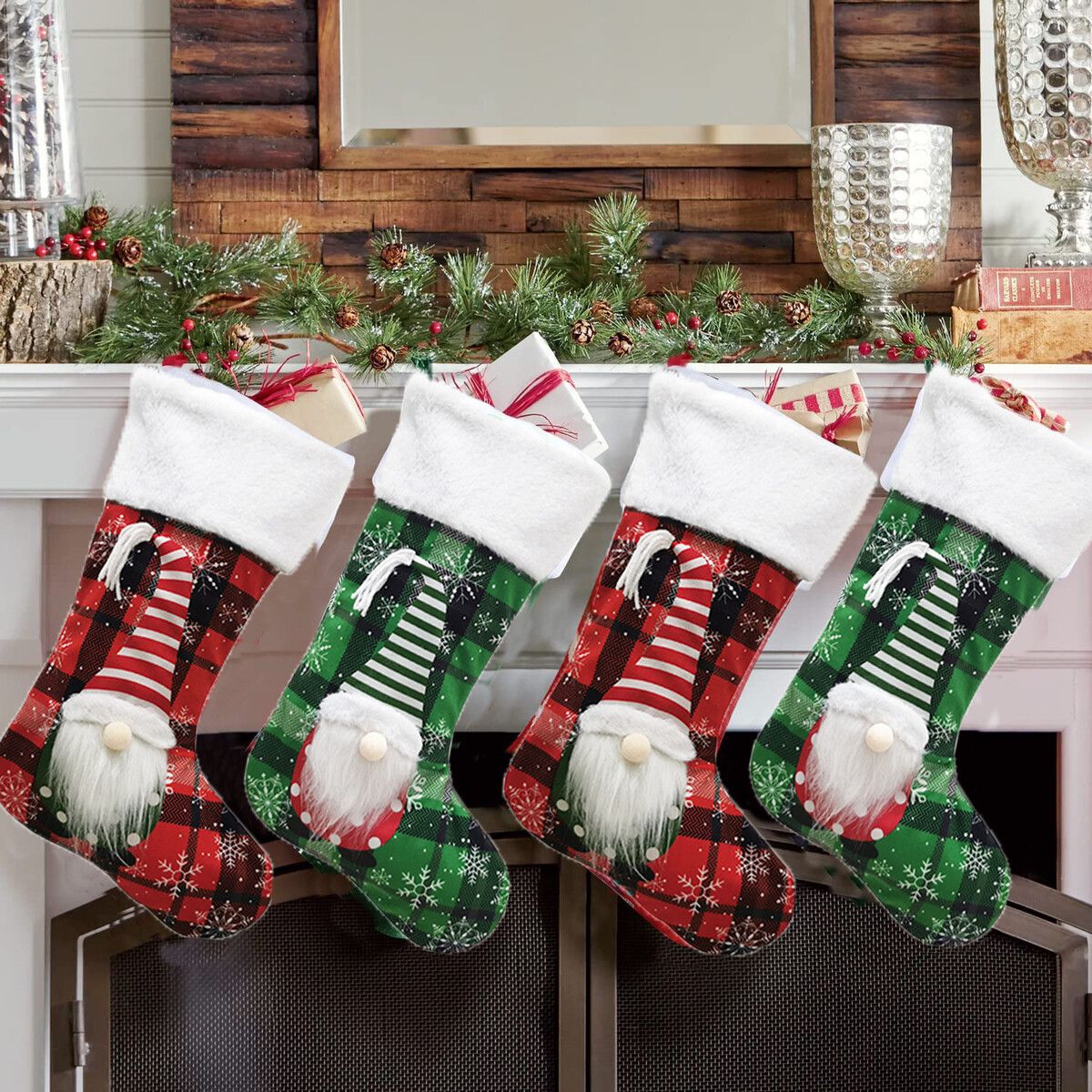 4 Pack Grinch Christmas Ugly Stockings  Christmas Decorations Grinches Decor Ornaments Holiday Home Indoors