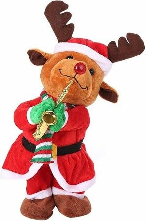 Singing Dancing Christmas Tree,Electric ELK Plush Toy with Lights,Animated Christmas Table Decorations Cute Funny  Gifts for Family Friends