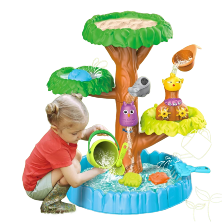 Rain Tree Water Table Colorful Sand Water Splash Table Kids Summer Beach  Sensory Play Tree Table for Boys Girls Backyard Activity
