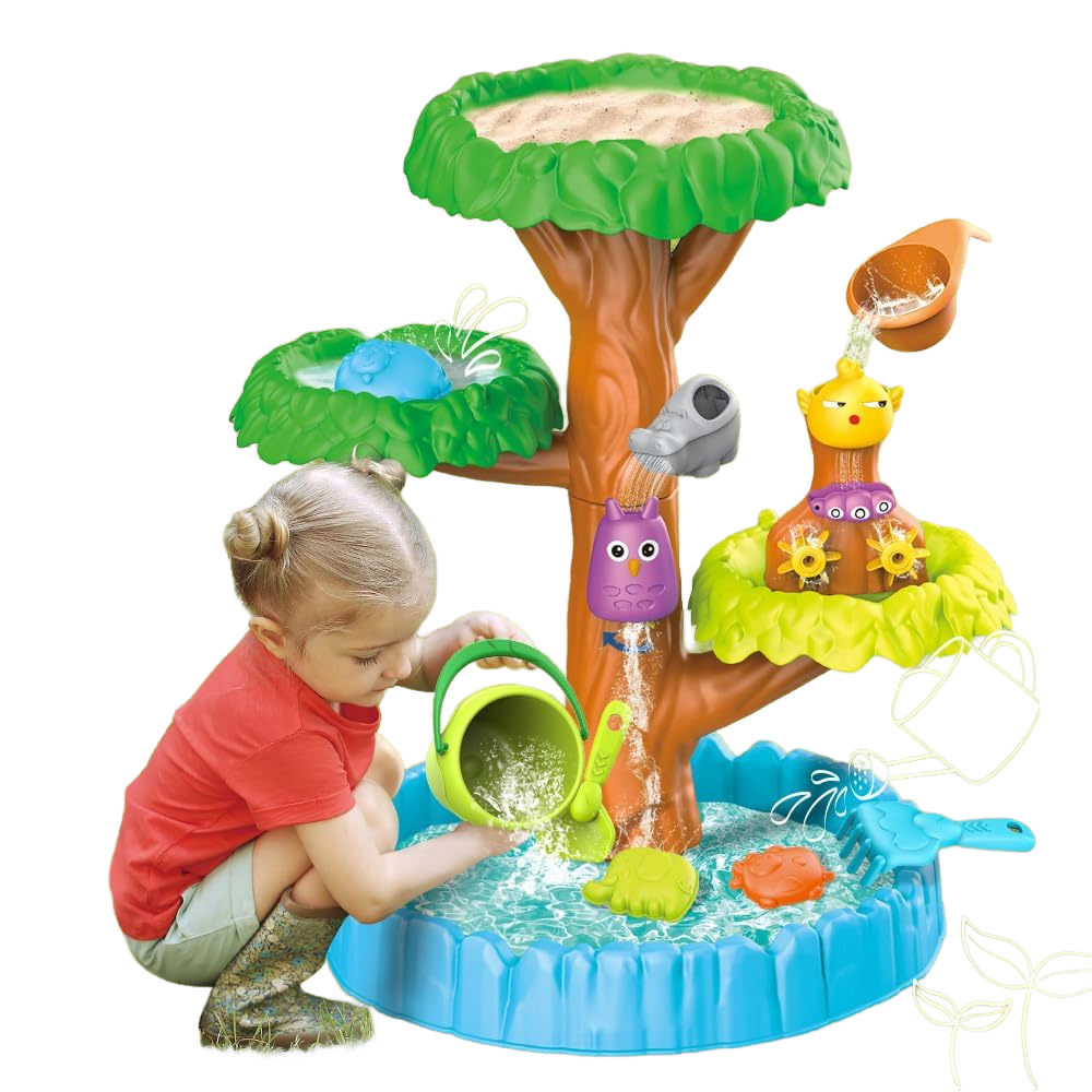 Rain Tree Water Table Colorful Sand Water Splash Table Kids Summer Beach  Sensory Play Tree Table for Boys Girls Backyard Activity