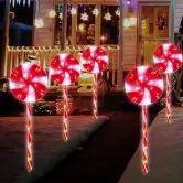 Christmas Outdoor Decorations, Candy Cane Solar Pathway Lights with 8 Modes, Outside Christmas Decoration for Walkway, Yard, Pathway
