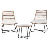 Gardeon 3PC Outdoor Setting Wicker Bistro Set Table Chairs Patio Furniture Brown