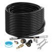 30m Sewer Jetter Kit for High Pressure Washer Blaster Drain Cleaner Hose 5800PSI 1/4 Inch NPT Corner Jetting Cleaning Pipe Button Nose Rotating Nozzle