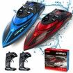 RC Boat for Kids 2 Pack Remote Control Boats Night Glowing Toy Waterproof with Rechargable Battery Boat for Pools Lakes Play Gifts Boys Girls