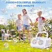 Automatic Bubble Machine Upgrade Bubble Blower with 2 Fans,20000+ Bubbles Per Minute Bubbles,Portable Bubble Maker Operated by Plugin or Batteries (White)