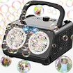 Automatic Bubble Machine Upgrade Bubble Blower with 2 Fans,20000+ Bubbles Per Minute Bubbles,Portable Bubble Maker Operated by Plugin or Batteries for Indoor Outdoor Birthday Party (Black)