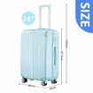 24 Inch Luggage Carry On Suitcase Traveller Hard Shell Cabin Checked Bag Lightweight Rolling Trolley TSA Lock Front Hook Pale Blue