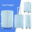 24 Inch Luggage Carry On Suitcase Traveller Hard Shell Cabin Checked Bag Lightweight Rolling Trolley TSA Lock Front Hook Pale Blue