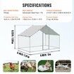 Large Metal Chicken Coop, 3x1.97x1.99 m Walk-in Chicken Run with Waterproof Cover, Spire Roof Hen House with Security Lock for Outdoor and Backyard, Farm, Duck Rabbit Cage Poultry Pen