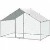 Large Metal Chicken Coop, 3x1.97x1.99 m Walk-in Chicken Run with Waterproof Cover, Spire Roof Hen House with Security Lock for Outdoor and Backyard, Farm, Duck Rabbit Cage Poultry Pen