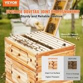 Bee Hive 20 Frame Bee Hives Starter Kit, Beeswax Coated Cedar Wood, 1 Deep + 1 Medium Bee Boxes Langstroth Beehive Kit, Transparent Acrylic Windows with Foundations for Beginners Pro Beekeepers