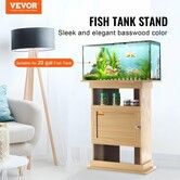 Aquarium Stand, 20 Gallon Fish Tank Stand, 25.2 x 15.7 x 28.3 in MDF Turtle Tank Stand, 167.6 lbs Load Capacity, Reptile Tank Stand with Storage, Cabinet and Hardware Kit, Basswood Color