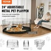 Dog Playpen, 8 Panels Foldable Metal Dog Exercise Pen with Bottom Pad, 24" H Pet Fence Puppy Crate Kennel with Ground Stakes, Indoor Outdoor Dog Pen for Small Medium Pets, for Camping, Yard