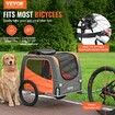 Dog Bike Trailer, Supports up to 30 kg, Pet Cart Bicycle Carrier, Easy Folding Frame with Quick Release Wheels, Universal Bicycle Coupler, Reflectors, Flag, Collapsible to Store, Orange/Gray