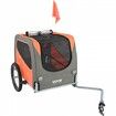 Dog Bike Trailer, Supports up to 30 kg, Pet Cart Bicycle Carrier, Easy Folding Frame with Quick Release Wheels, Universal Bicycle Coupler, Reflectors, Flag, Collapsible to Store, Orange/Gray