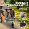 Dog Bike Trailer, Supports up to 30 kg, 2-in-1 Pet Stroller Cart Bicycle Carrier, Easy Folding Cart Frame with Quick Release Wheels, Universal Bicycle Coupler, Reflectors, Flag, Orange/Gray