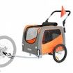 Dog Bike Trailer, Supports up to 30 kg, 2-in-1 Pet Stroller Cart Bicycle Carrier, Easy Folding Cart Frame with Quick Release Wheels, Universal Bicycle Coupler, Reflectors, Flag, Orange/Gray