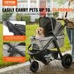 Pet Stroller, 3 PU Wheels Dog Stroller Rotate with Brakes, 75 lbs Weight Capacity, Puppy Stroller with Pet Pad, Storage Basket and External Cup Holder, for Small to Medium Sized Dogs, Grey