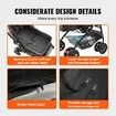 Pet Stroller, 4 Wheels Dog Stroller Rotate with Brakes, 44lbs Weight Capacity, Puppy Stroller with Reversible Handlebar, Storage Basket and Zipper, for Dogs and Cats Travel, Black+Grey
