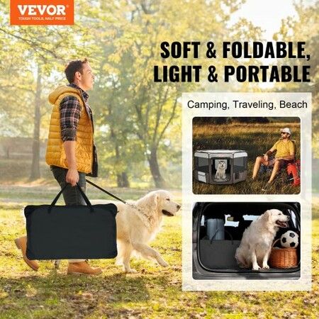 Foldable Pet Playpen, 46 inch Portable Dog Playpen, Crate Kennel for Puppy, Dog, Cat, Premium Waterproof 600D Oxford Cloth, Removable Zipper, for Indoor Outdoor Travel Camping Use (Octagon, L)