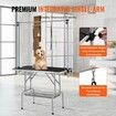 Pet Grooming Table Two Arms with Clamp, 117cm Dog Grooming Station, Foldable Pets Grooming Stand for Medium and Small Dogs, Free Two No Sit Haunch Holder with Grooming Loop, Bearing 149.7kg