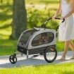 Dog Bike Trailer, Supports up to 40 kg, 2-in-1 Pet Stroller Cart Bicycle Carrier, Easy Folding Cart Frame with Quick Release Wheels, Universal Bicycle Coupler, Reflectors, Flag, Black/Gray