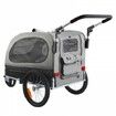 Dog Bike Trailer, Supports up to 40 kg, 2-in-1 Pet Stroller Cart Bicycle Carrier, Easy Folding Cart Frame with Quick Release Wheels, Universal Bicycle Coupler, Reflectors, Flag, Black/Gray