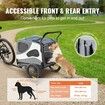 Dog Bike Trailer, Supports up to 45 kg, 2-in-1 Pet Stroller Cart Bicycle Carrier, Easy Folding Cart Frame with Quick Release Wheels, Universal Bicycle Coupler, Reflectors, Flag, Black/Gray