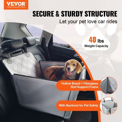 Dog Booster Car Seat Pet Car Seat for S M L Dogs up to 18.1 kg Gray