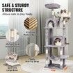 Cat Tree 160 cm Cat Tower with 2 Cat Condos Scratching Post Light Grey