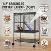 34" Metal Small Animal Cage 2-Tier Rolling Ferret Cage with Tray A Ramp
