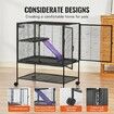 34" Metal Small Animal Cage 2-Tier Rolling Ferret Cage with Tray A Ramp
