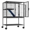34" Metal Small Animal Cage 2-Tier Rolling Ferret Cage with Tray A Ramp