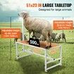 Goat & Sheep Stand, 47x23 inch Livestock Stand, Metal Livestock Milking and Shearing Stand 21" to 33" Adjustable Height, with Headpiece and Nose Loop, 500lbs Loading Weight, White