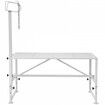 Goat & Sheep Stand, 47x23 inch Livestock Stand, Metal Livestock Milking and Shearing Stand 21" to 33" Adjustable Height, with Headpiece and Nose Loop, 500lbs Loading Weight, White
