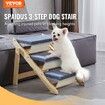 Wood Pet Stairs/Pet Steps, 2-in-1 Foldable Wooden Dog Stair for Beds, Sofa and Cars, Dog Stairs & Ramp with 3 Steps for Small Medium Large Pet, up to 150 lbs