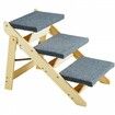 Wood Pet Stairs/Pet Steps, 2-in-1 Foldable Wooden Dog Stair for Beds, Sofa and Cars, Dog Stairs & Ramp with 3 Steps for Small Medium Large Pet, up to 150 lbs