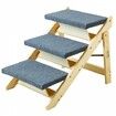 Wood Pet Stairs/Pet Steps, 2-in-1 Foldable Wooden Dog Stair for Beds, Sofa and Cars, Dog Stairs & Ramp with 3 Steps for Small Medium Large Pet, up to 150 lbs