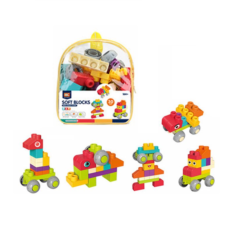 30PCS Soft Building Blocks for Toddlers With Transparent Backpack Packaging For Holiday Parties Christmas and Gifts