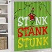 4 Pcs Christmas Grinch Shower Curtain Rug Bath Mat Toilet Lid Cover for Bathroom Decorations