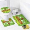 4 Pcs Christmas Grinch Shower Curtain Rug Bath Mat Toilet Lid Cover for Bathroom Decorations