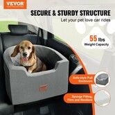 Dog Booster Car Seat Pet Car Seat for Small Medium Dog up to 24.9 kg Gray