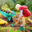 Kids Garden Tool Toy Playset Wheelbarrow Rake Hoe Shovel Plough Trowel Watering Can Gardening Gloves Apron Outdoor Educational Learning