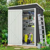 Garden Storage Shed Outdoor Backyard Tool Garage Bike Lockable Utility House Pet Dog Cat Shelter Galvanised Steel Plastic Tilted Roof 160x95x180cm